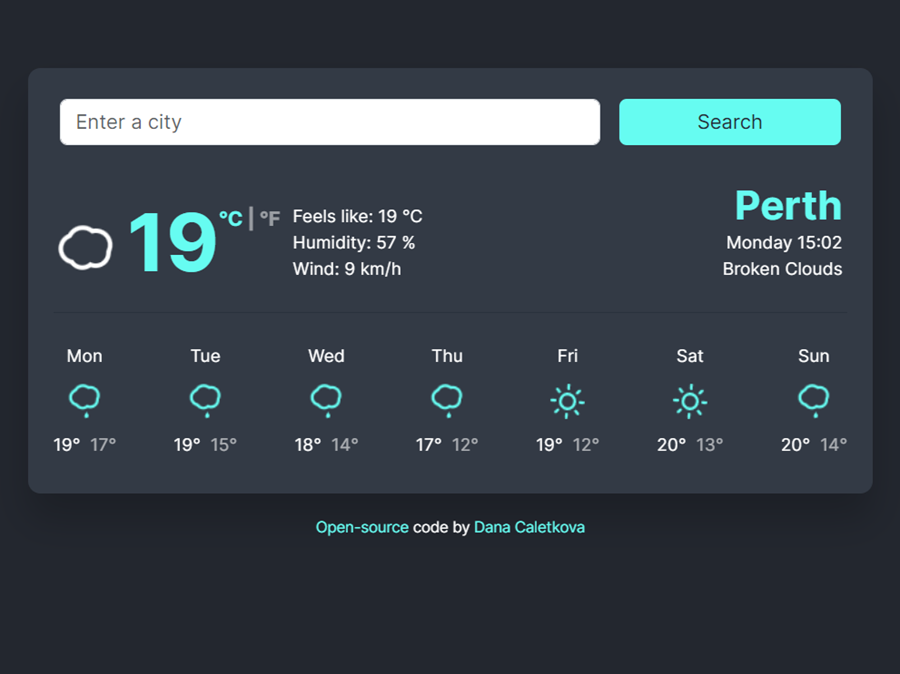 react weather app preview